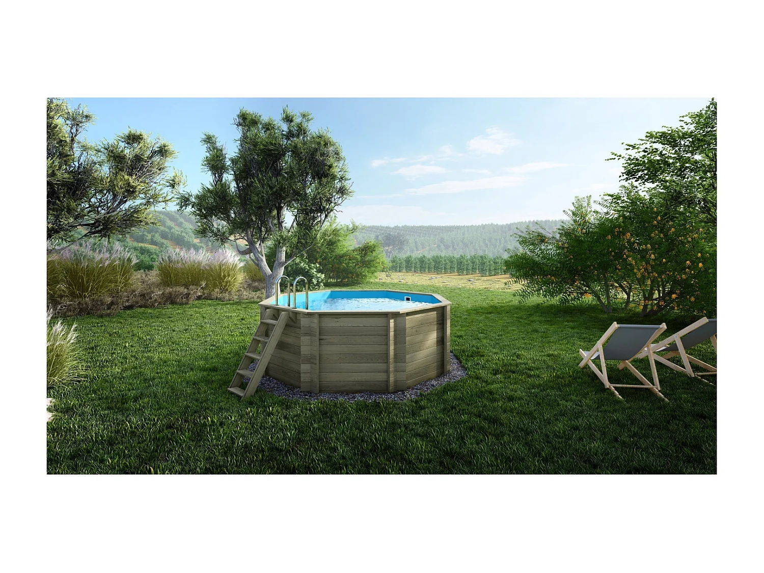 Piscina in legno Coral 3.25x3.25 - H.1.18 m autoportante - BAS7301OSP - ALTANKA