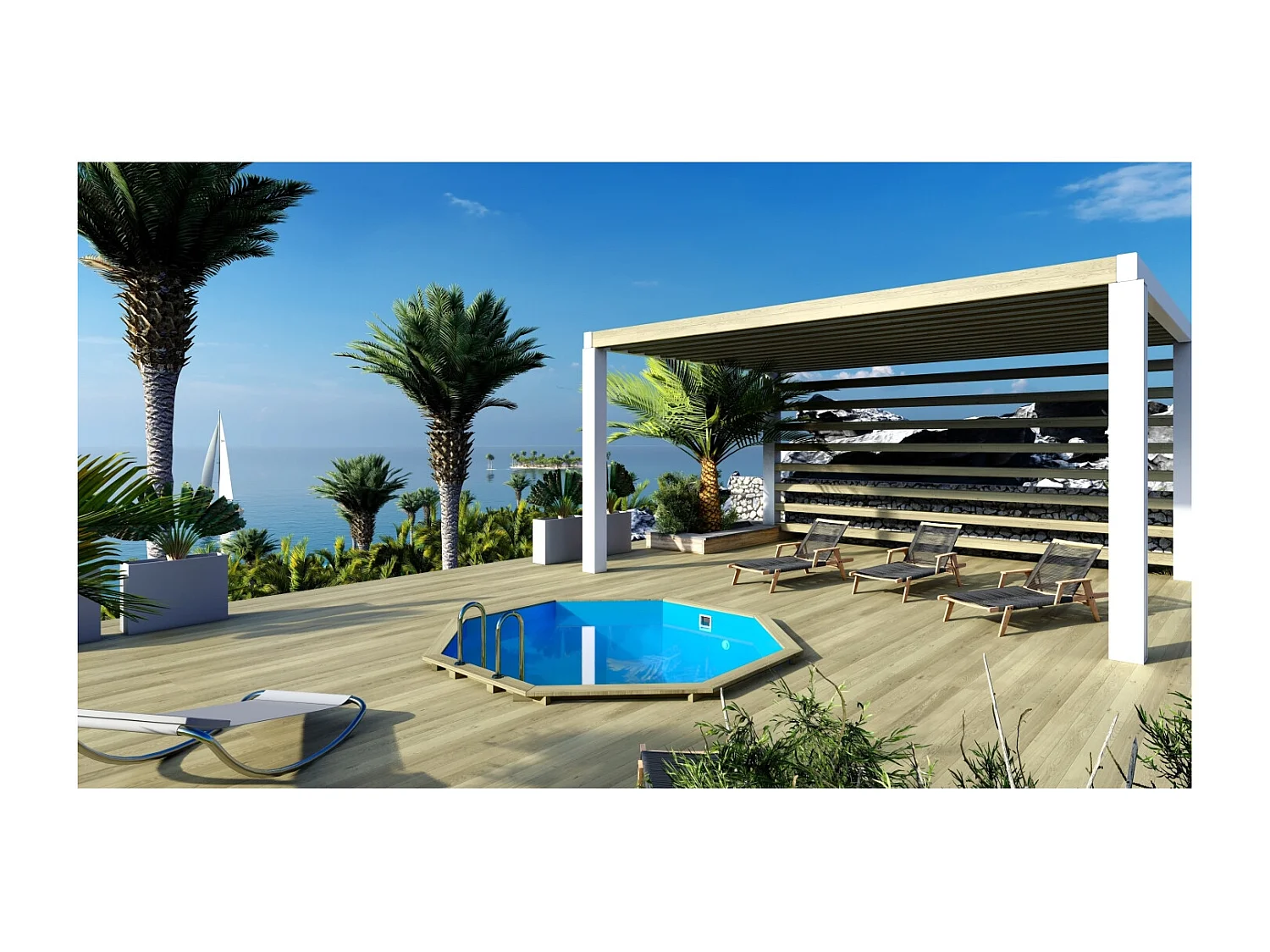 Piscina in legno Coral 3.25x3.25 - H.1.18 m autoportante - BAS7301OSP - ALTANKA