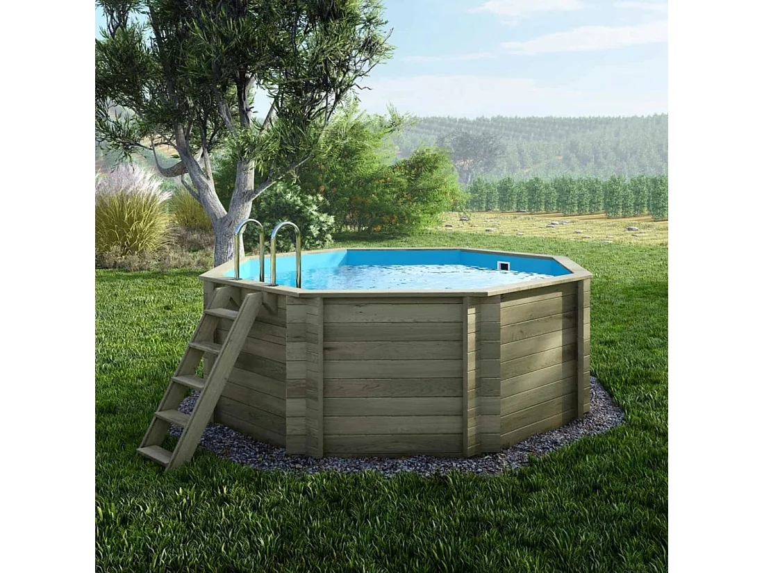 Piscine en bois CORAL 3.25 x 3.25 - H.1.18 m, bleu pâle, autoportante - sans dalle - BAS7301OSP - ALTANKA