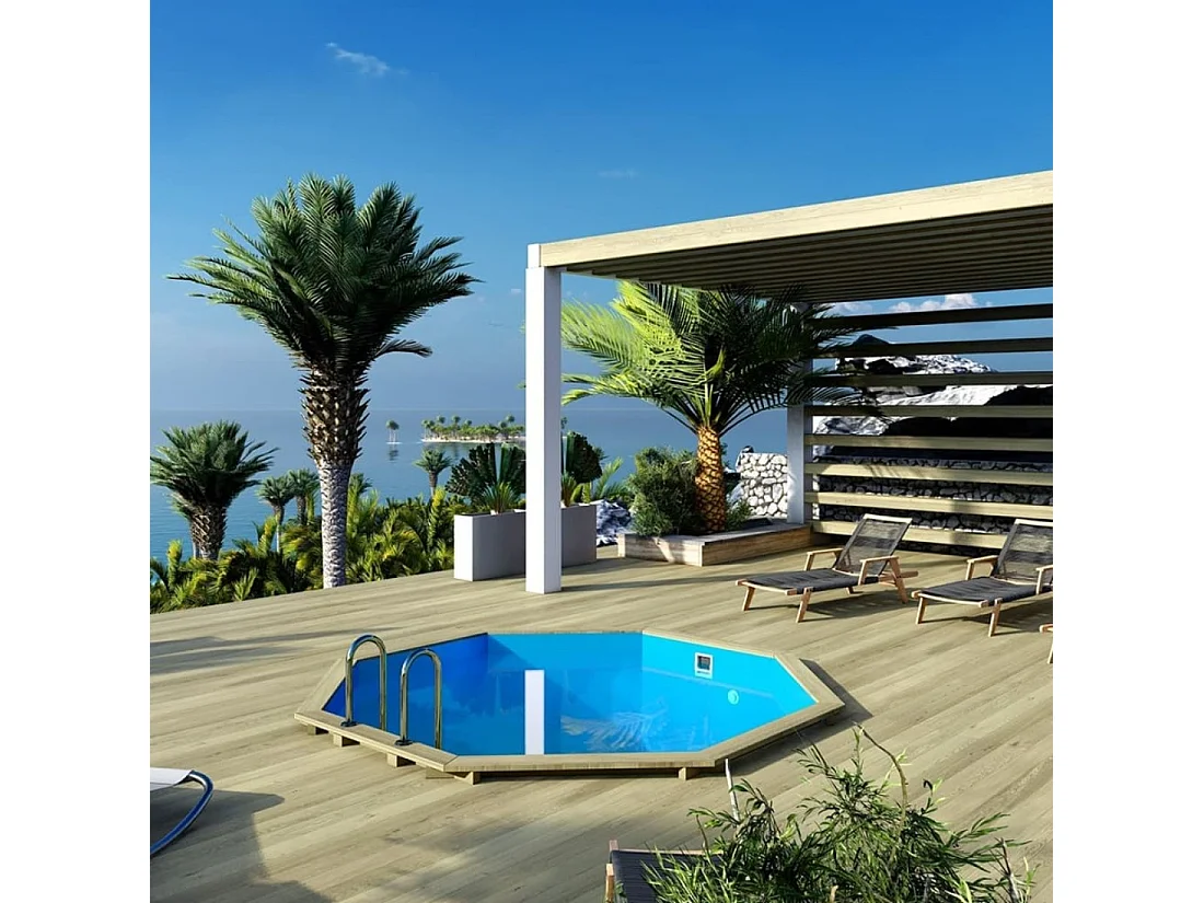 Piscine en bois CORAL 3.25 x 3.25 - H.1.18 m, bleu pâle, autoportante - sans dalle - BAS7301OSP - ALTANKA