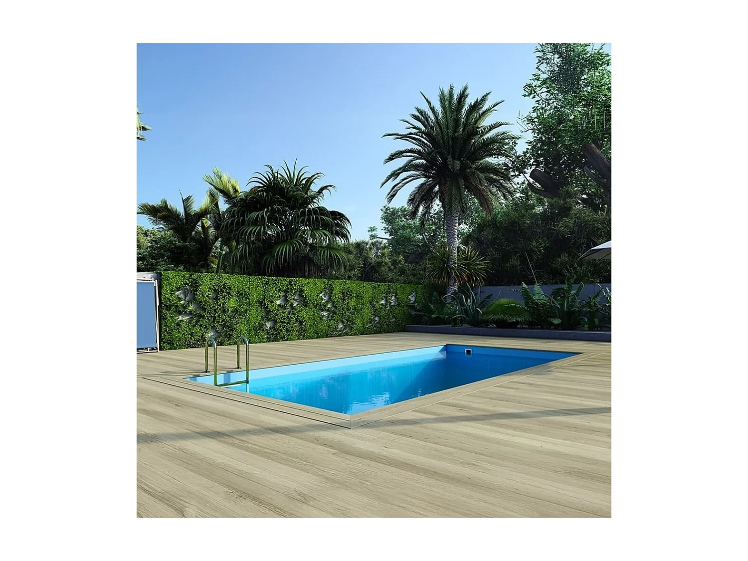 Piscine en bois Aqua 7x3.75 - H.1.45 m fixations à sceller - BAS7308OSPI+SZA - ALTANKA