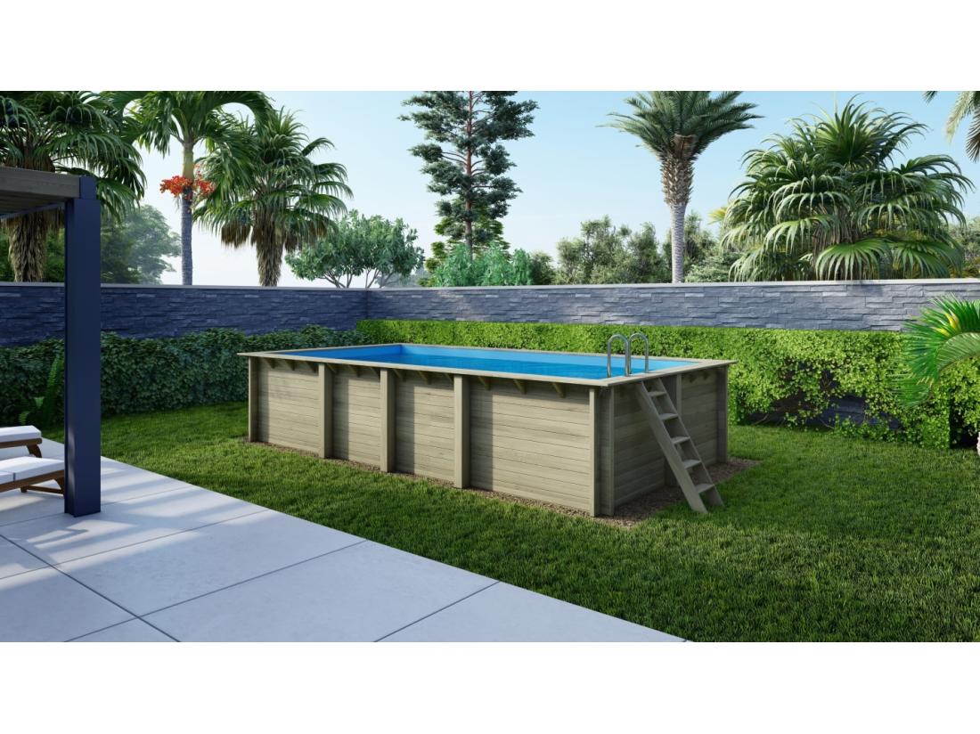 vente unique Piscine en bois Aqua 7x3 75 - H.1 45 m - avec filtration et coffre - BAS7308OSPI+SZA - ALTANKA