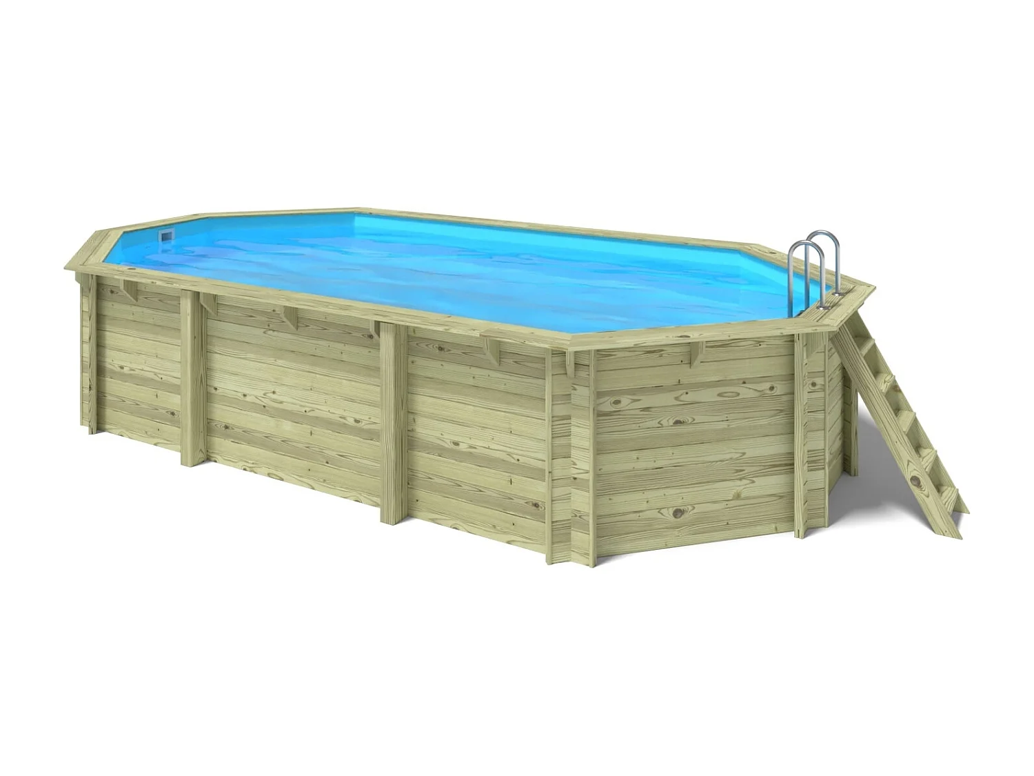 Piscine en bois 7,57x4,07 - H.1,45 m - avec filtration et coffre - BAS751OSPI+SZA - ALTANKA