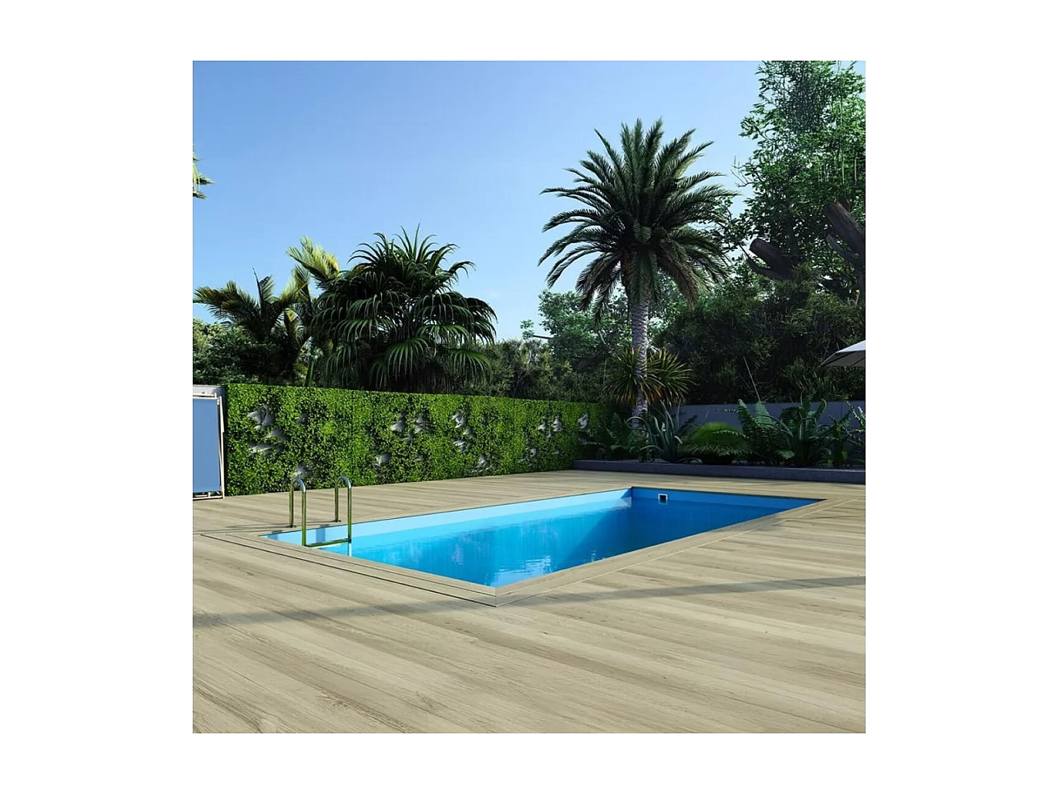 Piscine AQUA 7 x 3.75 - H.1.45 m, bleu pâle, fixations à sceller - BAS7308OSPI - ALTANKA