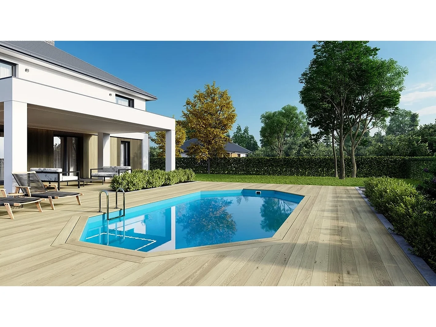 Piscine en bois 7,57x4,07 - H.1,45 m - avec filtration - BAS751OSPI - ALTANKA