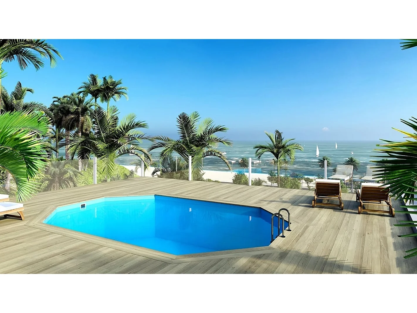 Piscine en bois - 6,53x4,41  x H.1,42m - avec filtration - BAS552OSPI - ALTANKA