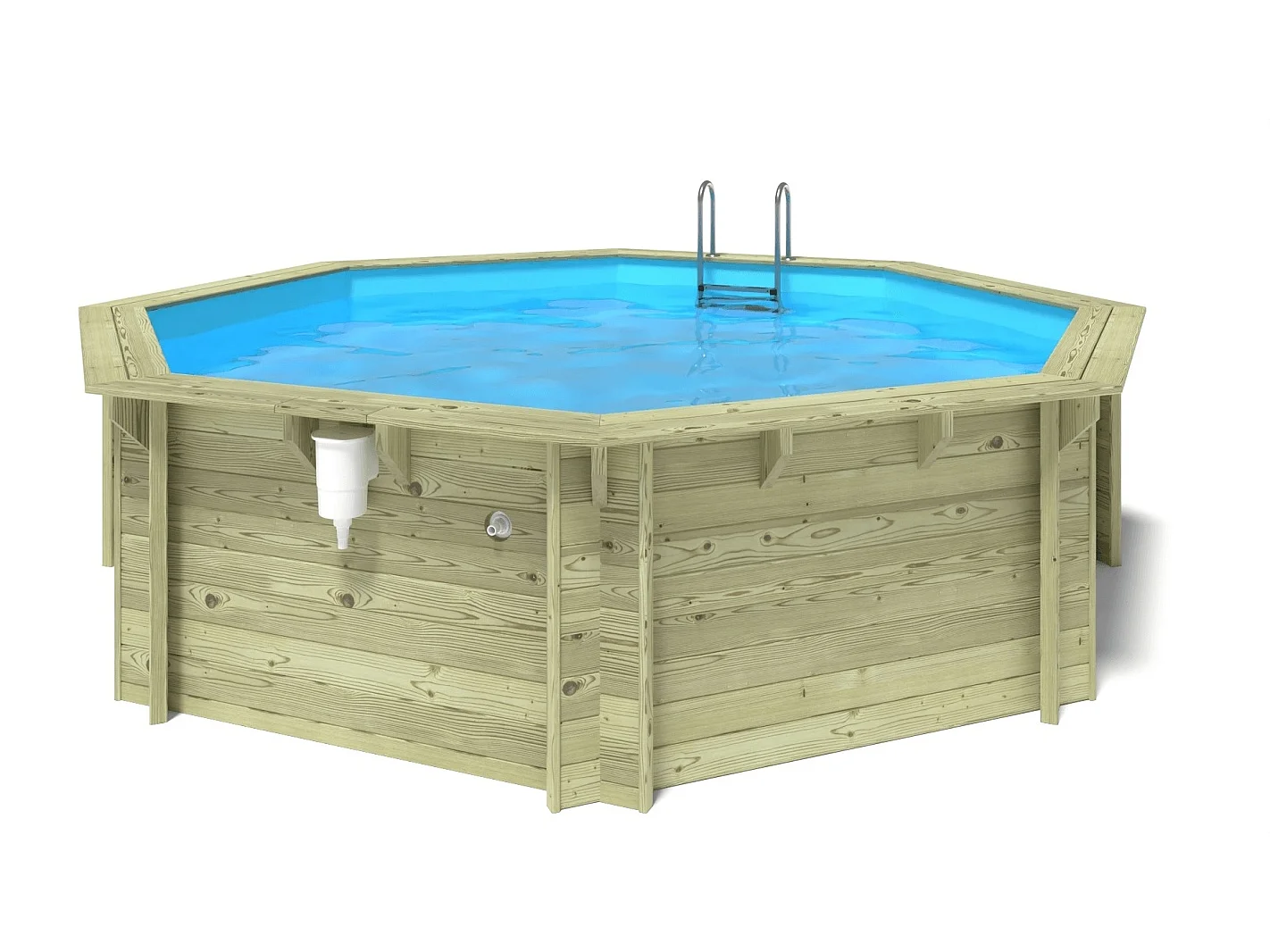 Piscina in legno Verona 4.72 x 4.72 - H.1.2 m, azzurro chiaro, autoportanti - senza cementazione - BAS753OSP - ALTANKA
