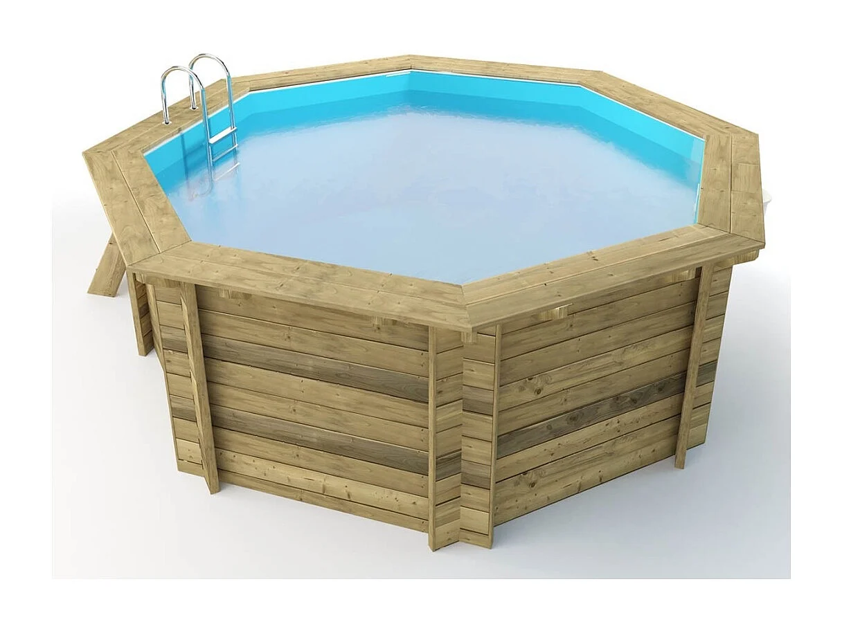 Piscina in legno Verona 4.72 x 4.72 - H.1.2 m, azzurro chiaro, autoportanti - senza cementazione - BAS753OSP - ALTANKA