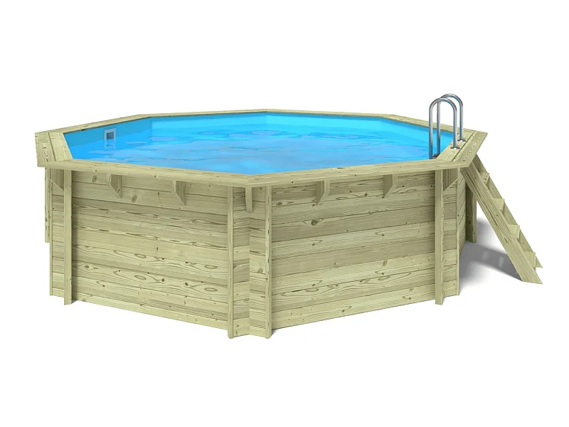 Piscina in legno Verona 4.72 x 4.72 - H.1.2 m, azzurro chiaro, autoportanti - senza cementazione - BAS753OSP - ALTANKA