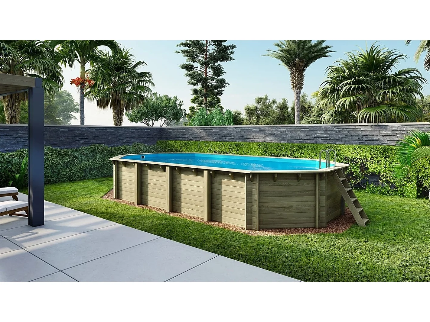 Piscine en bois 8,57x4,57 - H.1,45 m - avec filtration - BAS750OSPI - ALTANKA
