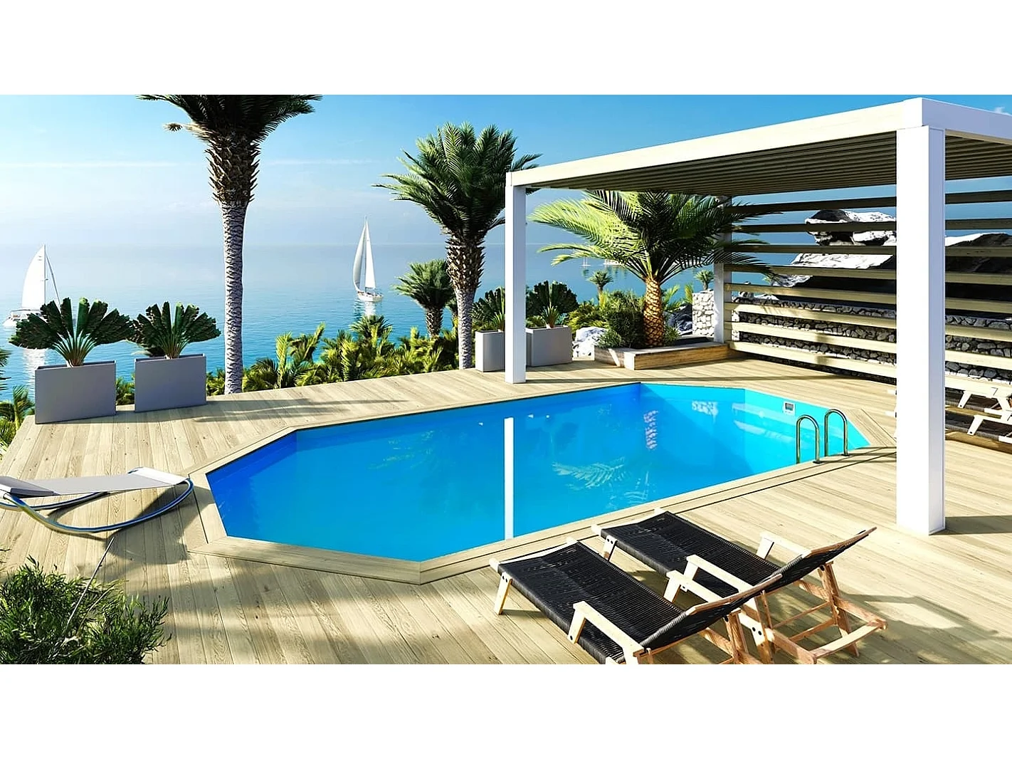 Piscine en bois 8,57x4,57 - H.1,45 m - avec filtration - BAS750OSPI - ALTANKA