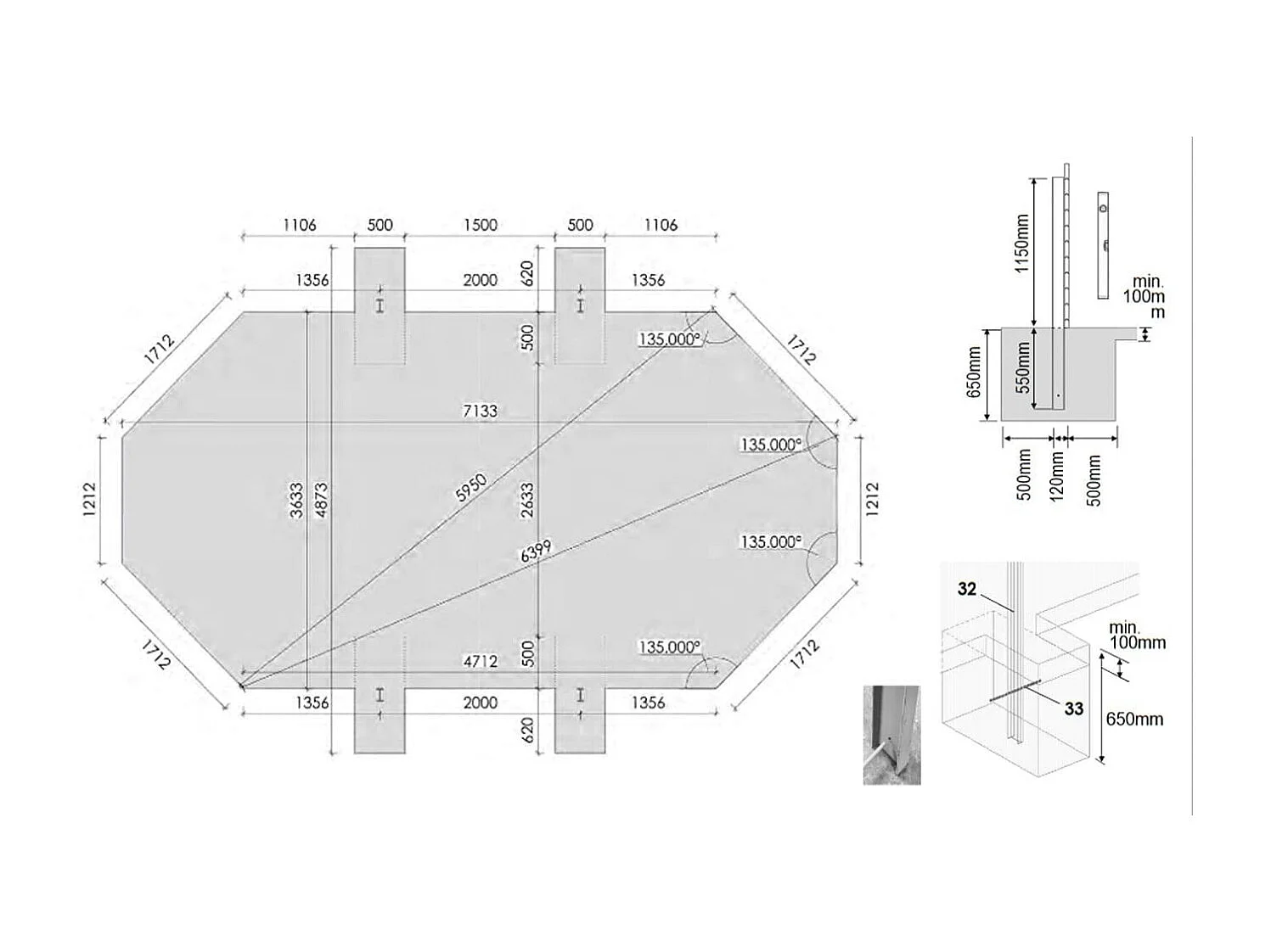 Piscine en bois 7,57x4,07 - H.1,31 m fixations à sceller - BAS745OSPI - ALTANKA