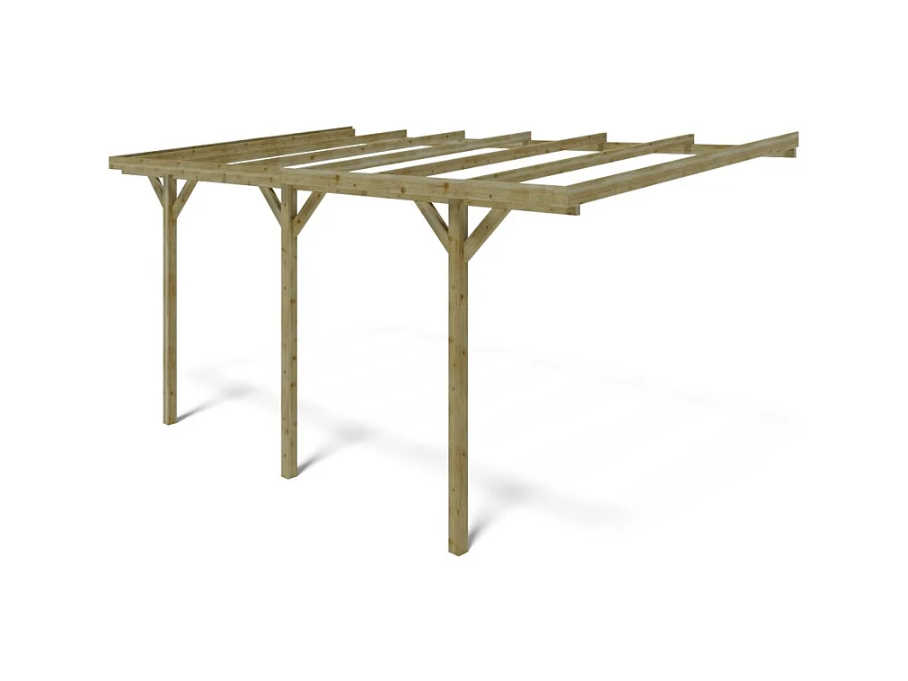 Tettoia posto auto coperto in legno 3.00x5.24 m - 15.00 m2 - addossato  - CAR6 - ALTANKA