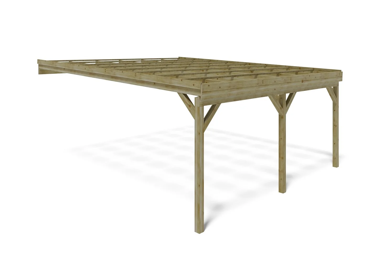 Tettoia posto auto coperto in legno 5.8x5.06 m - 29 m2 - addossato  - CAR23 - ALTANKA