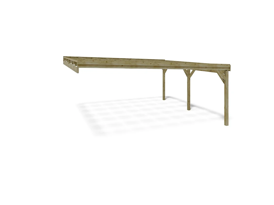 Tettoia posto auto coperto in legno 5.8x5.06 m - 29 m2 - addossato  - CAR23 - ALTANKA