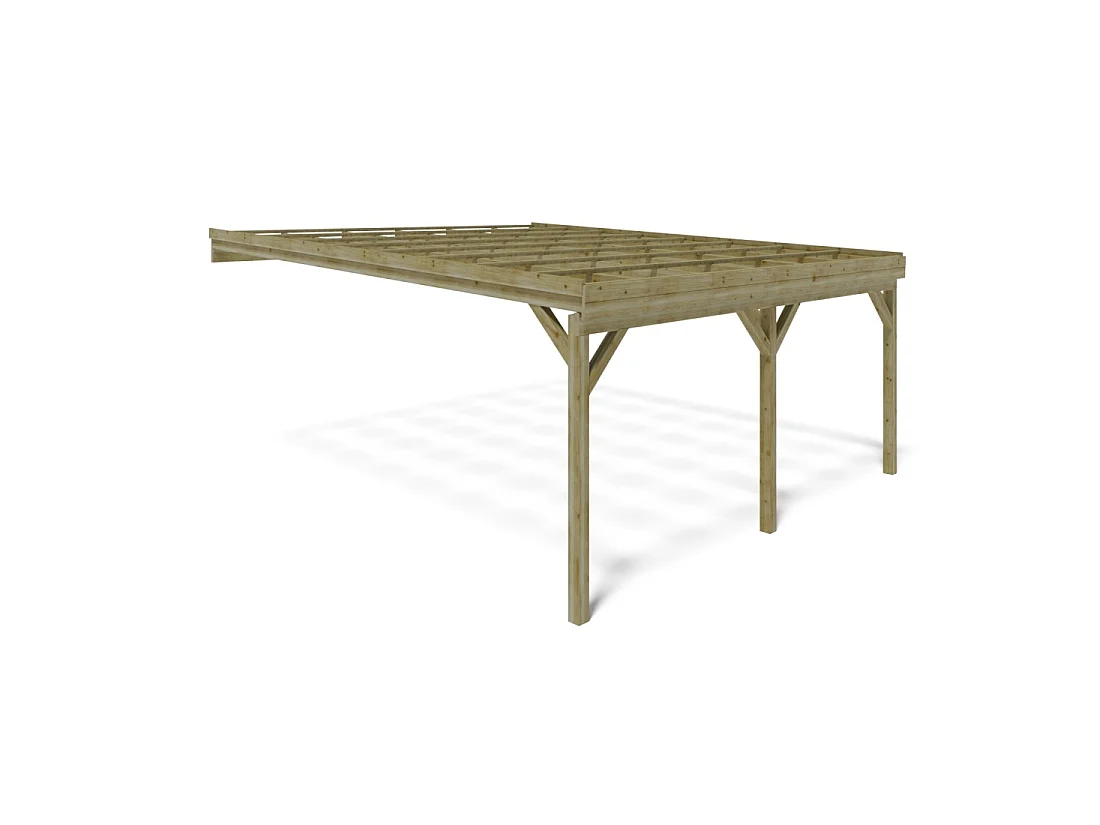 Tettoia posto auto coperto in legno 5.8x5.06 m - 29 m2 - addossato  - CAR23 - ALTANKA