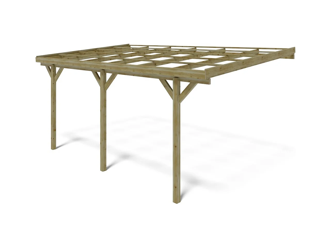 Tettoia posto auto coperto in legno 3.00x5.24 m - 15.00 m2 - addossato  - CAR7-2 - ALTANKA