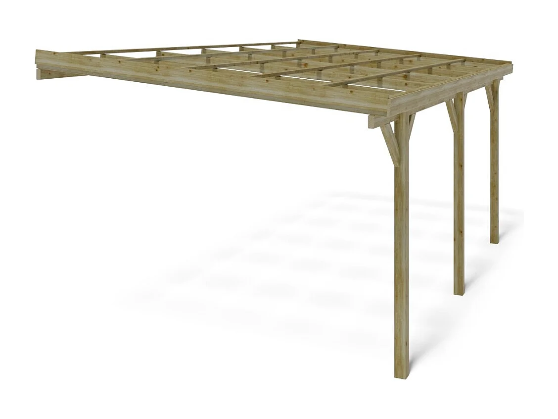 Tettoia posto auto coperto in legno 3x5.24 m - 15 m2 - addossato  - CAR7-2 - ALTANKA