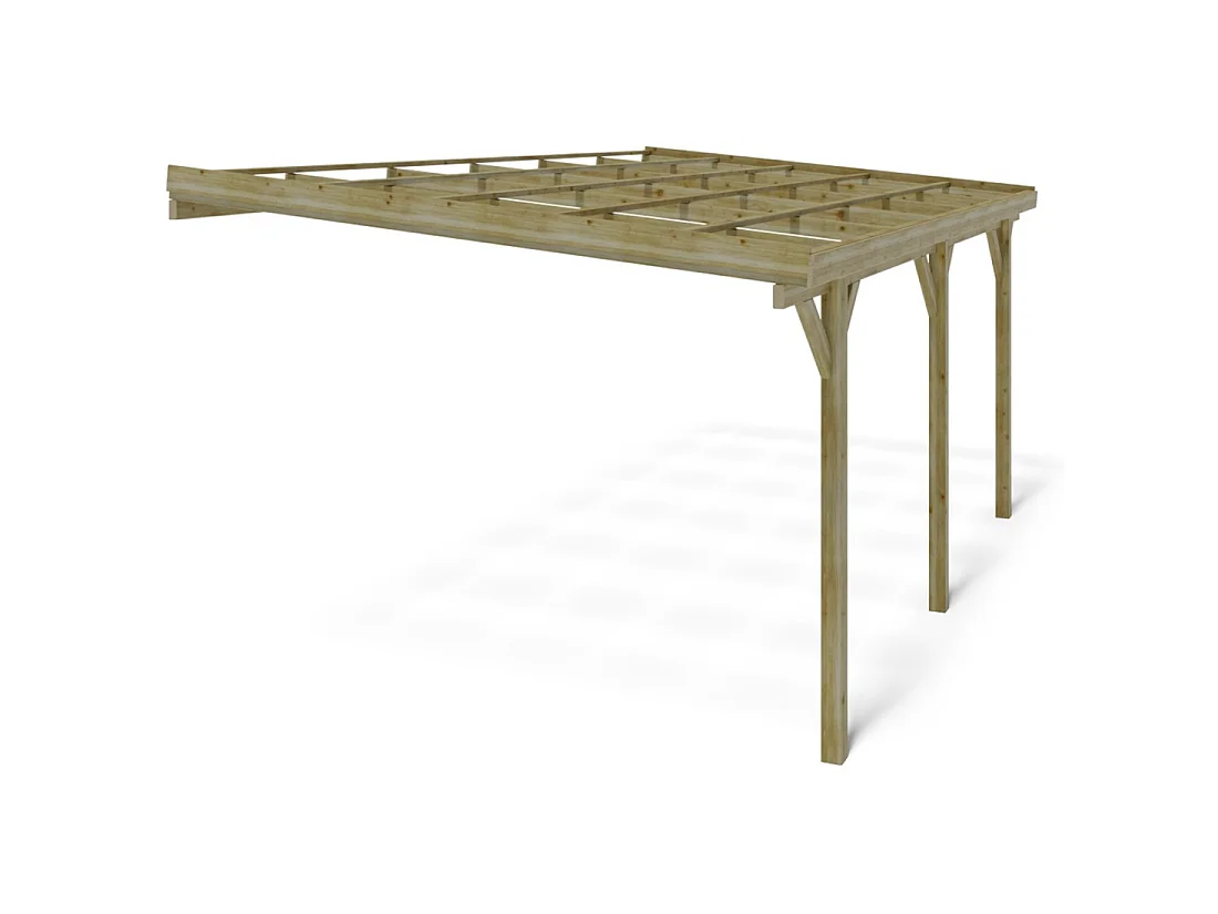 Tettoia posto auto coperto in legno 3x5.24 m - 15 m2 - addossato  - CAR7-2 - ALTANKA