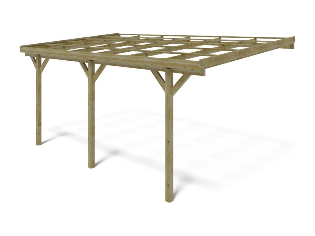 Tettoia posto auto coperto in legno 3x5,24 m - 15 m2 - addossato  - CAR7-2 - ALTANKA