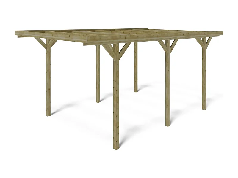 Tettoia posto auto coperto in legno 3.04x5.12 m - 15.57 m2 - CAR16 - ALTANKA