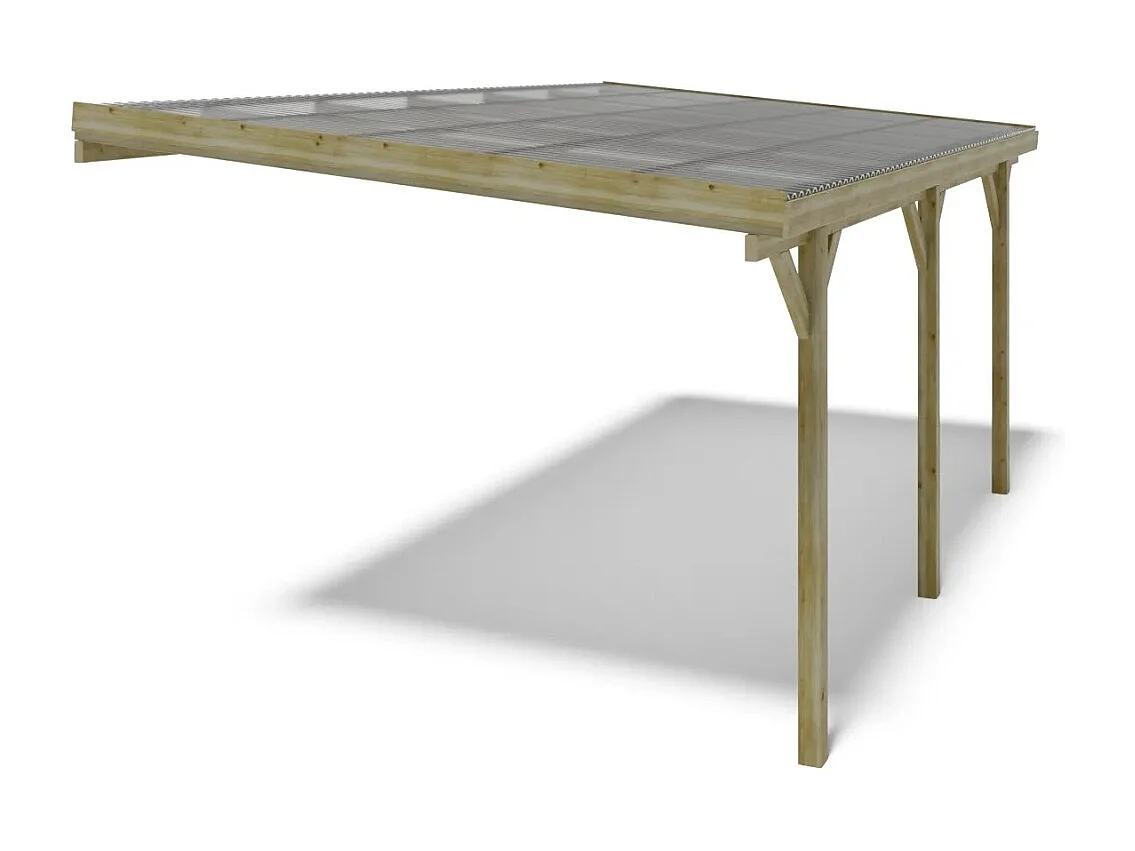 Tettoia posto auto coperto in legno 3.00x5.24 m - 15.00 m2 - copertura PVC   - CAR7-2PVCTR - ALTANKA