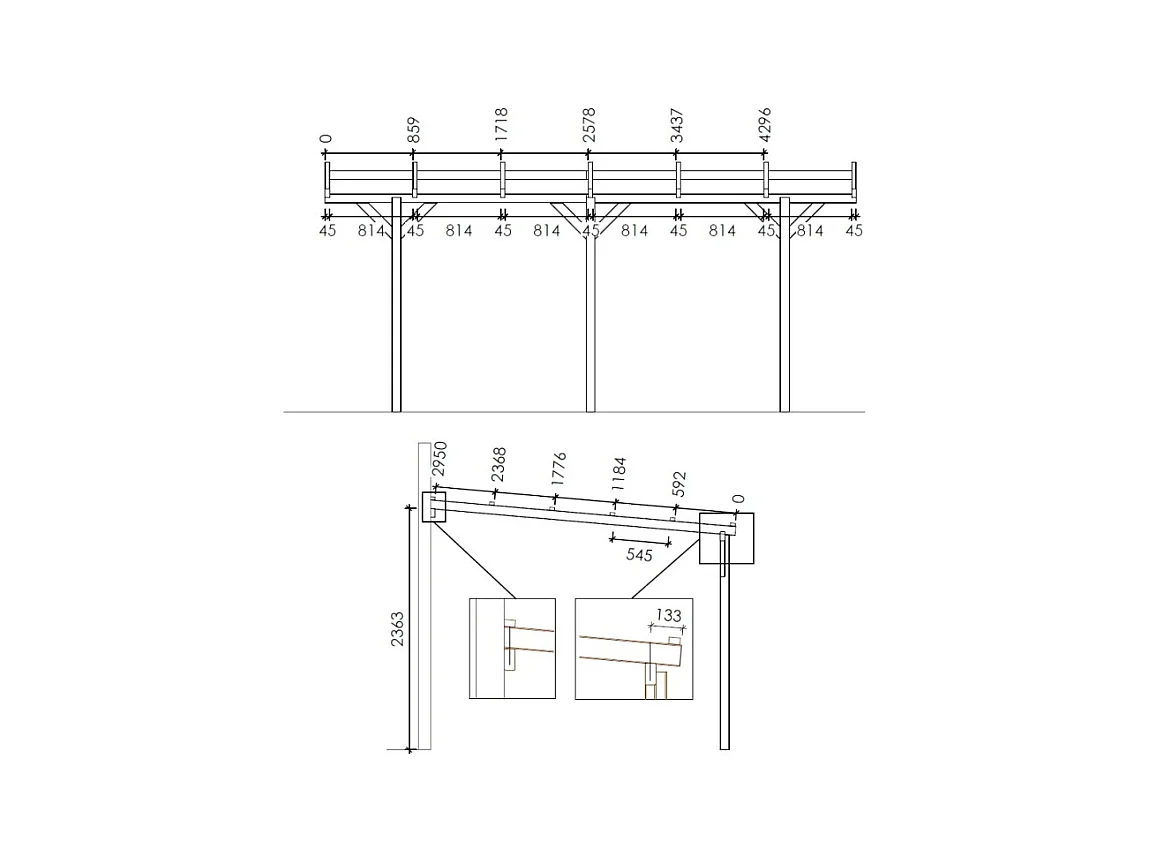 Carport, abri de voiture  3x5.24 m - 15 m2 - couverture PVC  - CAR7-2PVCTR - ALTANKA