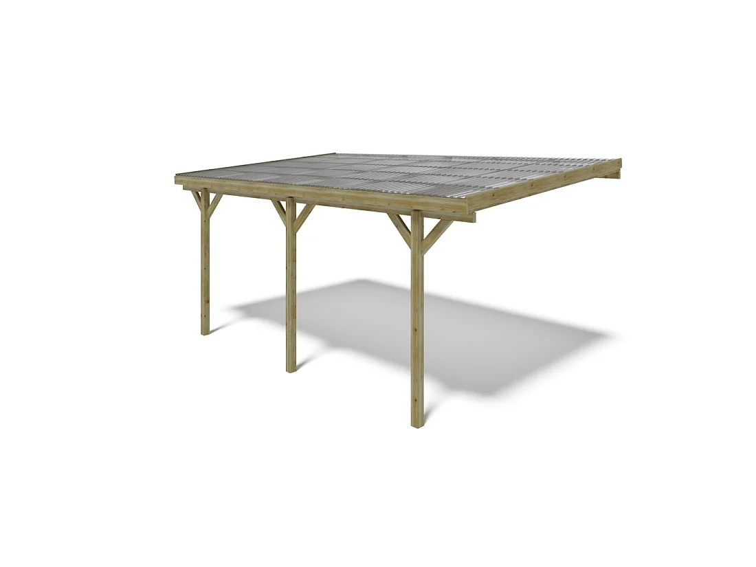 Tettoia posto auto coperto in legno 3x5.24 m - 15 m2 - copertura PVC   - CAR7-2PVCTR - ALTANKA