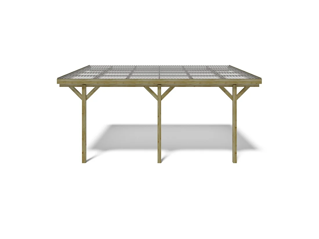 Tettoia posto auto coperto in legno 3x5.24 m - 15 m2 - copertura PVC   - CAR7-2PVCTR - ALTANKA