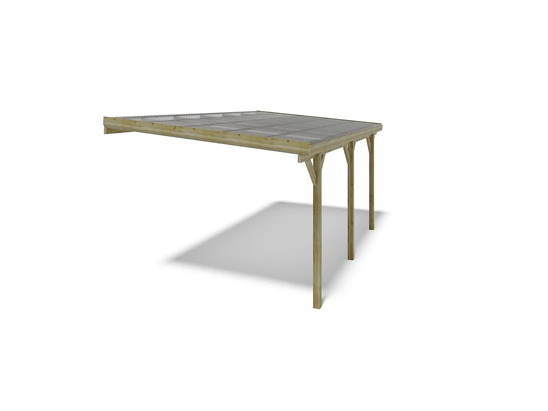 Tettoia posto auto coperto in legno 3x5.24 m - 15 m2 - copertura PVC   - CAR7-2PVCTR - ALTANKA