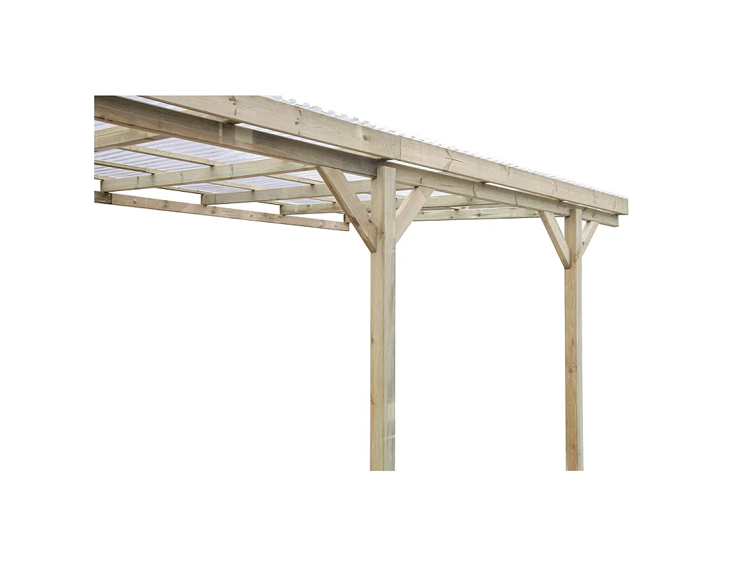 Tettoia posto auto coperto in legno 3x5.24 m - 15 m2 - copertura PVC   - CAR7-2PVCTR - ALTANKA
