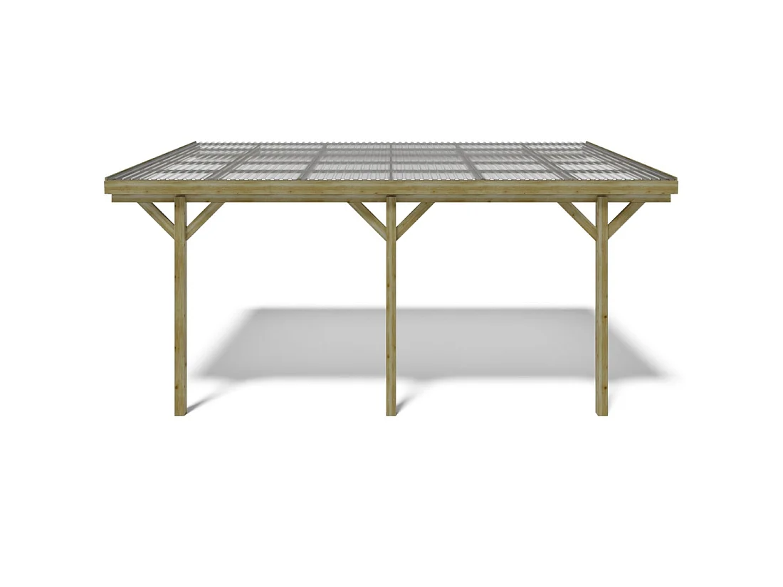 Tettoia posto auto coperto in legno 3x5.24 m - 15 m2 - copertura PVC   - CAR7-2PVCTR - ALTANKA