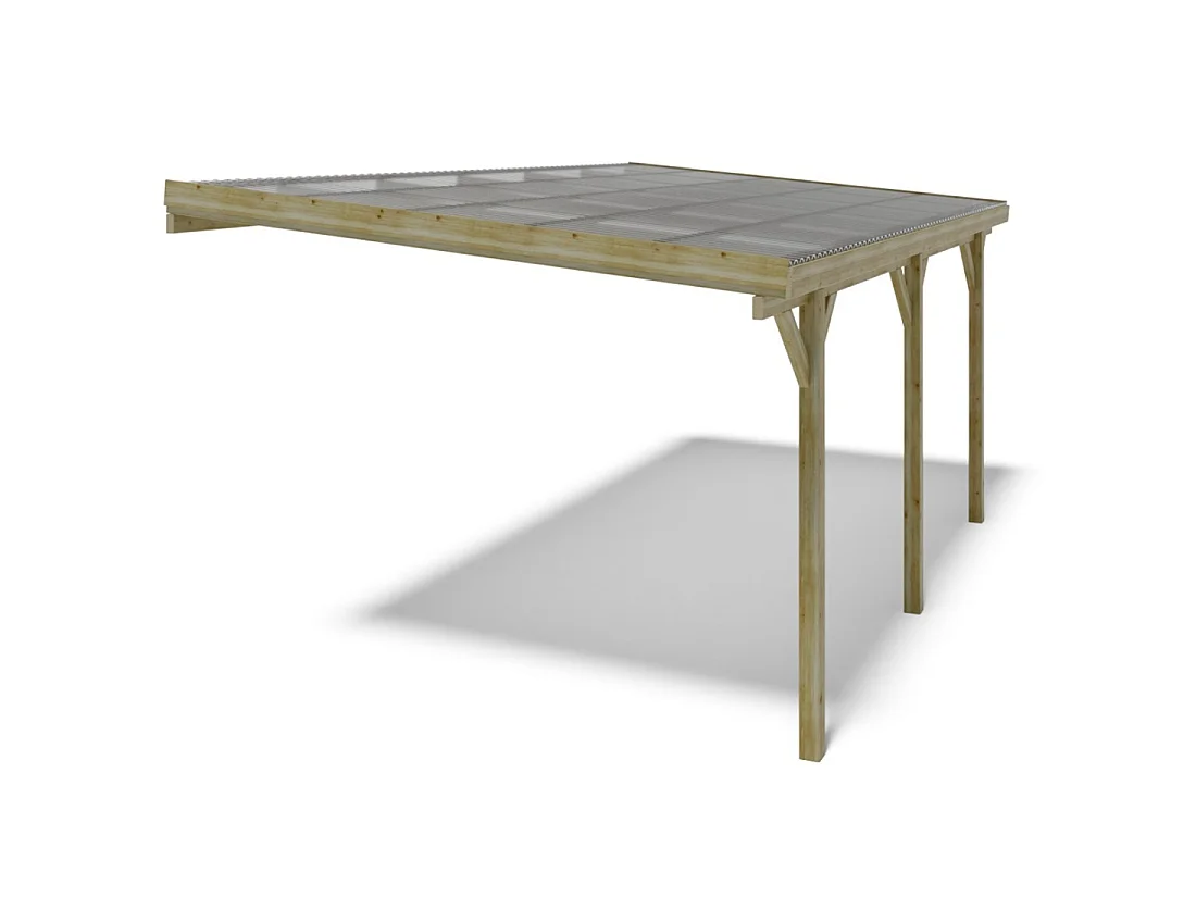 Tettoia posto auto coperto in legno 3x5.24 m - 15 m2 - copertura PVC   - CAR7-2PVCTR - ALTANKA