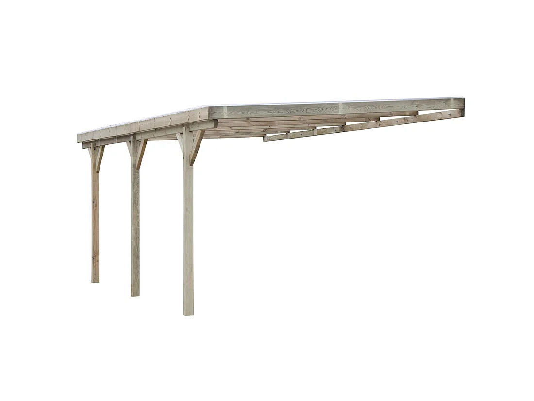 Tettoia posto auto coperto in legno 3x5.24 m - 15 m2 - copertura PVC   - CAR7-2PVCTR - ALTANKA
