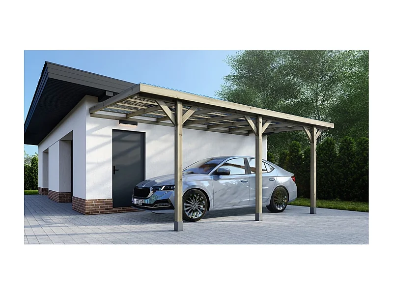 Carport, abri de voiture  3x5.24 m - 15 m2 - couverture PVC  - CAR7-2PVCTR - ALTANKA