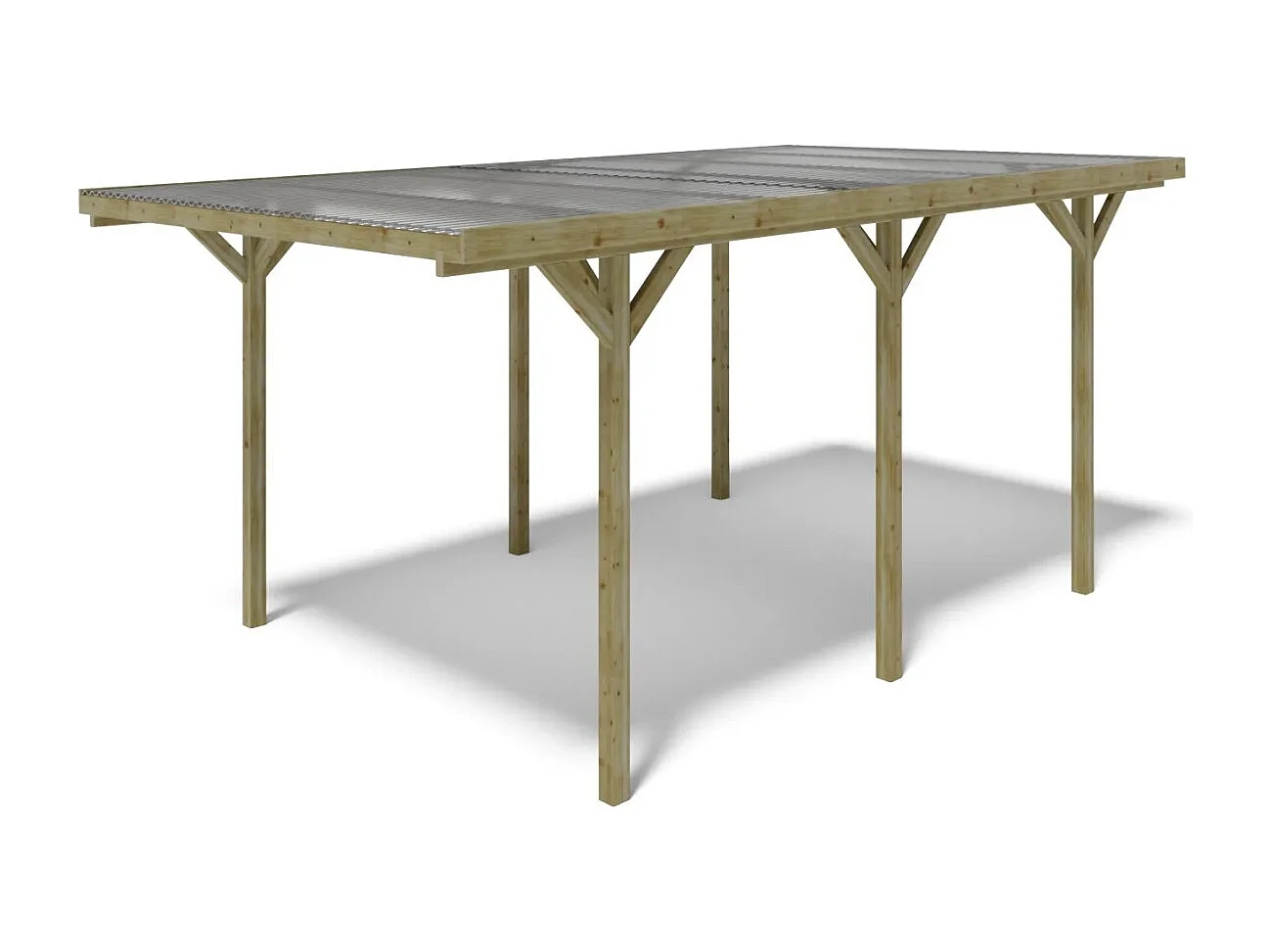 Carport, abri de voiture  3.04x5.12 m - 15.57 m2 - couverture PVC  - CAR16PVCTR - ALTANKA