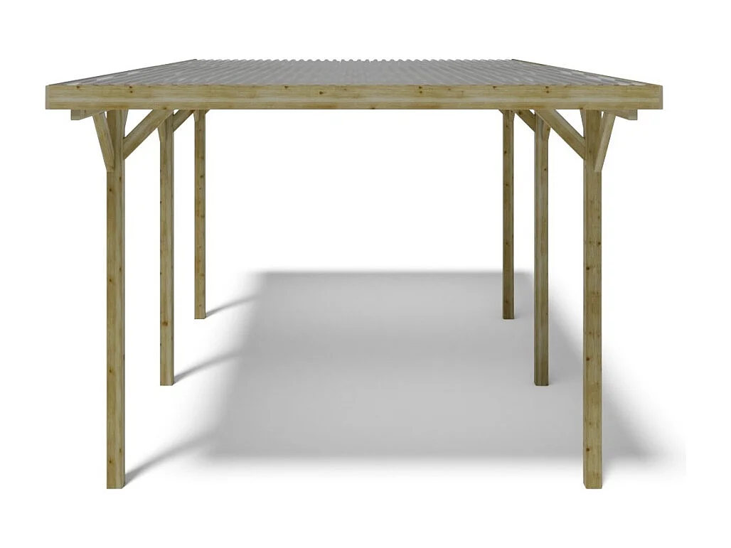 Tettoia posto auto coperto in legno 3.04x5.12 m - 15.57 m2 - copertura PVC   - CAR16PVCTR - ALTANKA