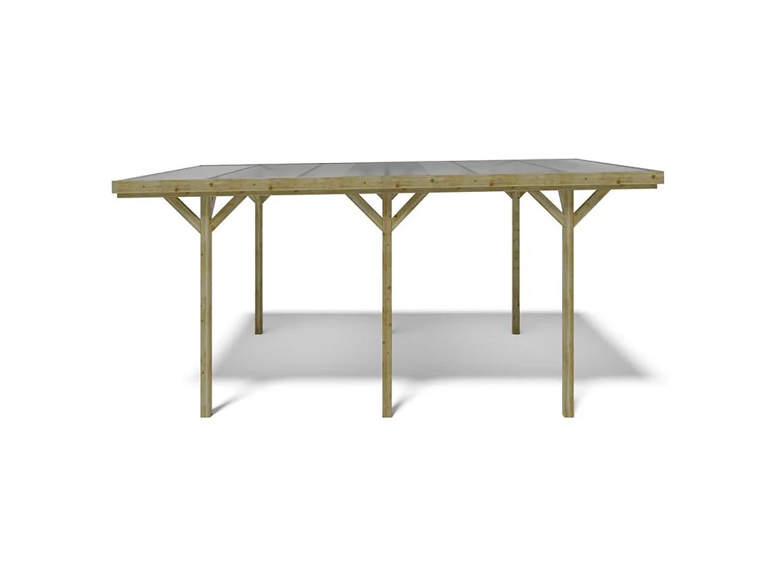Carport, abri de voiture  3.04x5.12 m - 15.57 m2 - couverture PVC  - CAR16PVCTR - ALTANKA