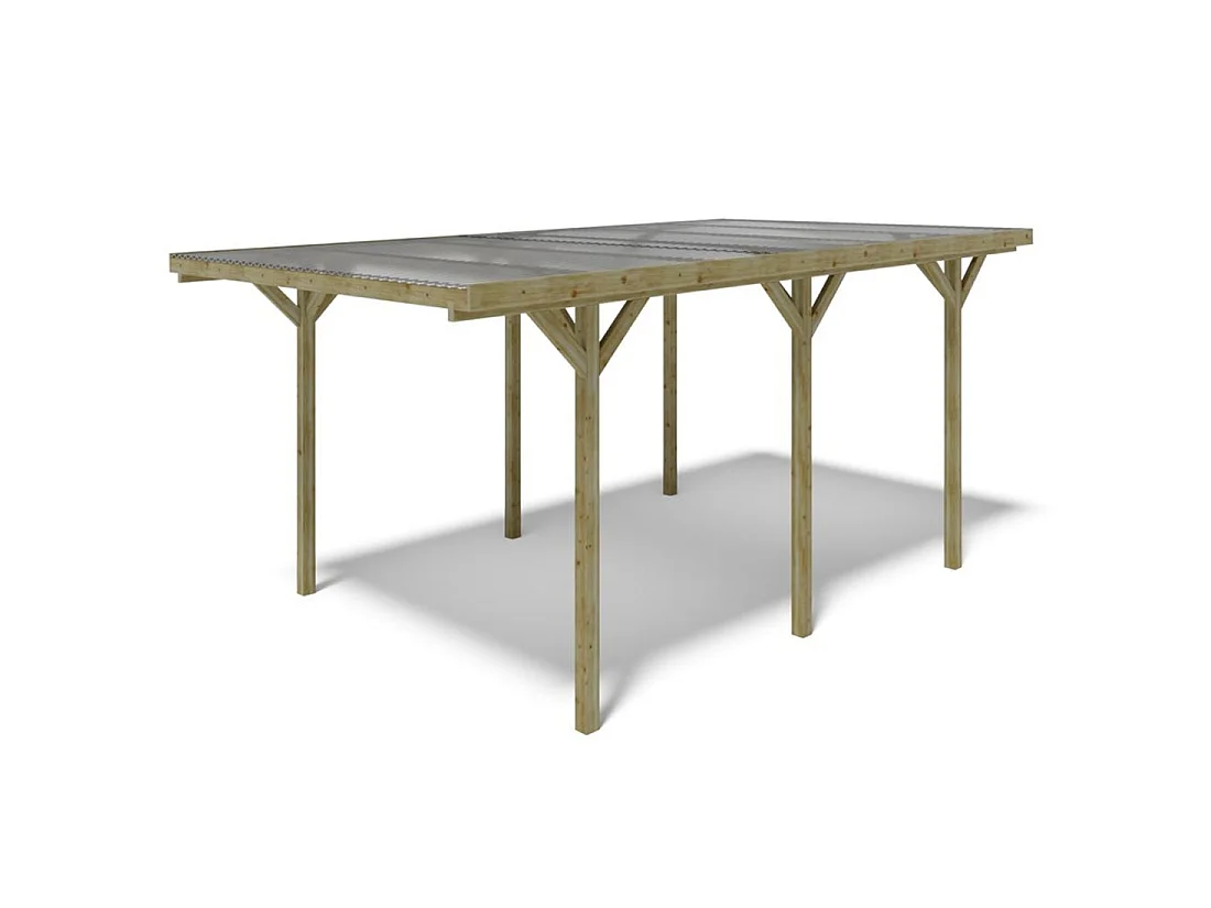 Carport, abri de voiture  3.04x5.12 m - 15.57 m2 - couverture PVC  - CAR16PVCTR - ALTANKA