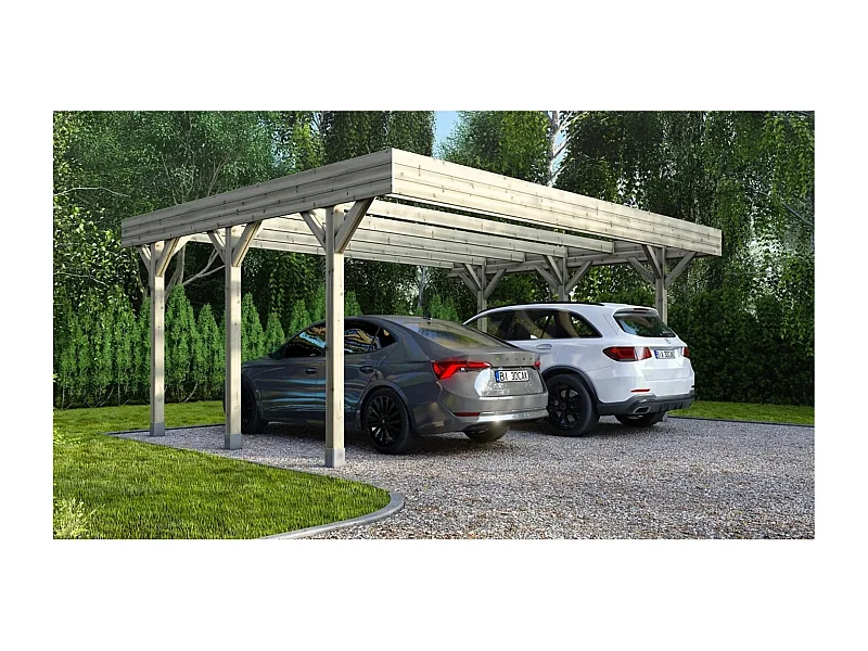 Tettoia posto auto coperto in legno 6.06x5.03 m - 30.48 m2 - CAR5 - ALTANKA