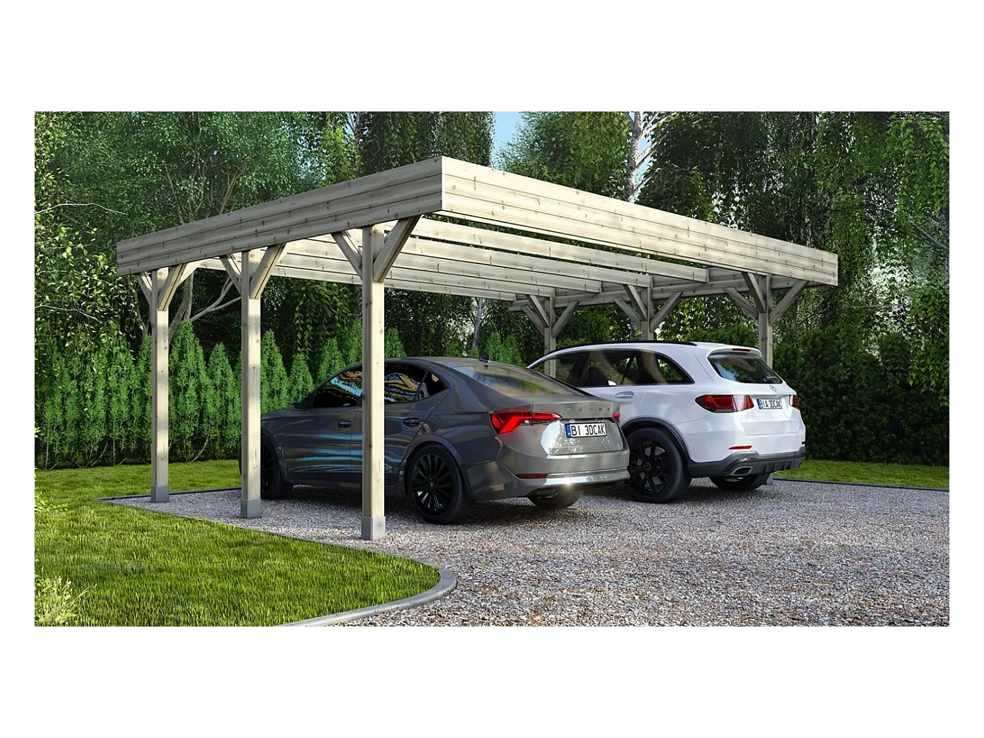 Carport, abri de voiture  6.06x5.03 m - 30.48 m2 - CAR5 - ALTANKA