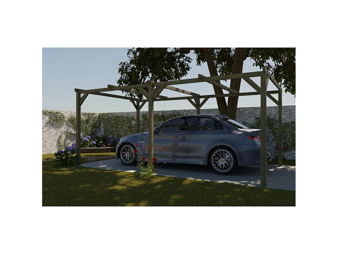 Carport, abri de voiture  3x5.1 m - 15.3 m2 - CAR1 - ALTANKA