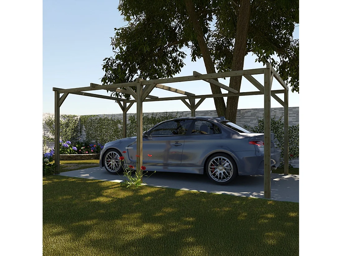 Carport, abri de voiture  3x5.1 m - 15.3 m2 - CAR1 - ALTANKA