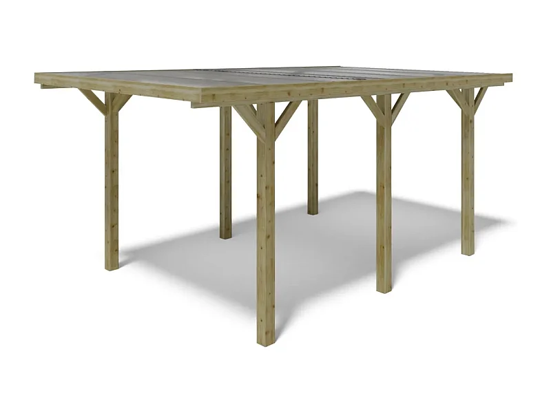 Carport, abri de voiture  3.04x5.12 m - 15.56 m2 - couverture PVC  - CAR10PVCTR - ALTANKA