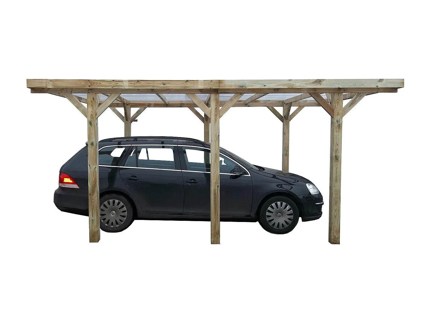 Carport, abri de voiture  3.04x5.12 m - 15.56 m2 - couverture PVC  - CAR10PVCTR - ALTANKA