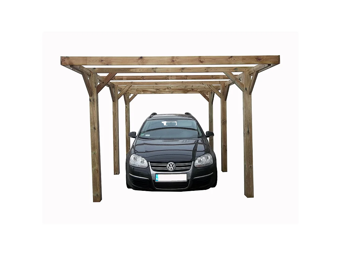 Carport, abri de voiture  3.04x5.12 m - 15.56 m2 - couverture PVC  - CAR10PVCTR - ALTANKA