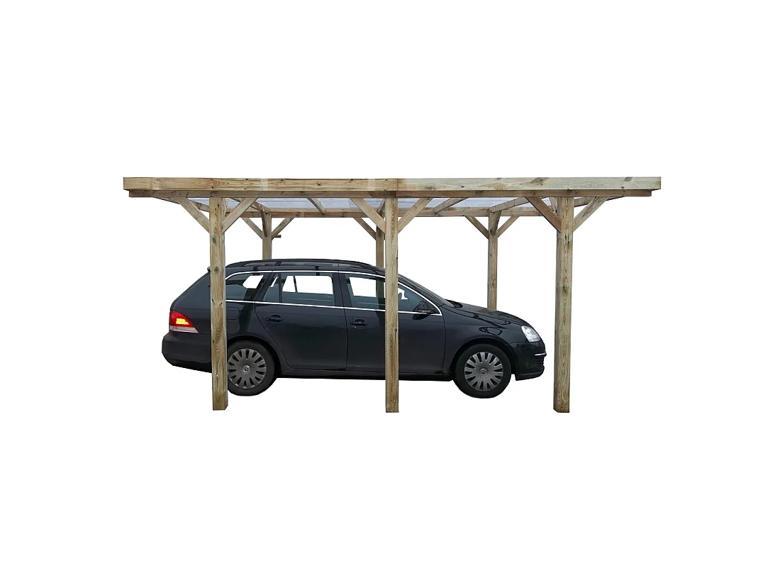 Carport, abri de voiture  3.04x5.12 m - 15.56 m2 - couverture PVC  - CAR10PVCTR - ALTANKA