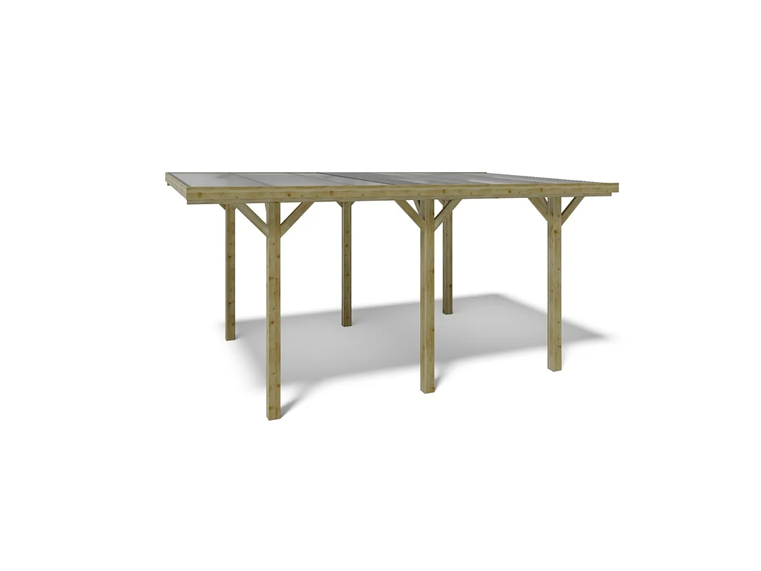 Carport, abri de voiture  3.04x5.12 m - 15.56 m2 - couverture PVC  - CAR10PVCTR - ALTANKA