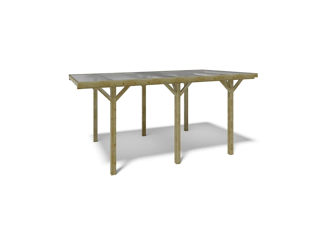 Carport, abri de voiture  3.04x5.12 m - 15.56 m2 - couverture PVC  - CAR10PVCTR - ALTANKA