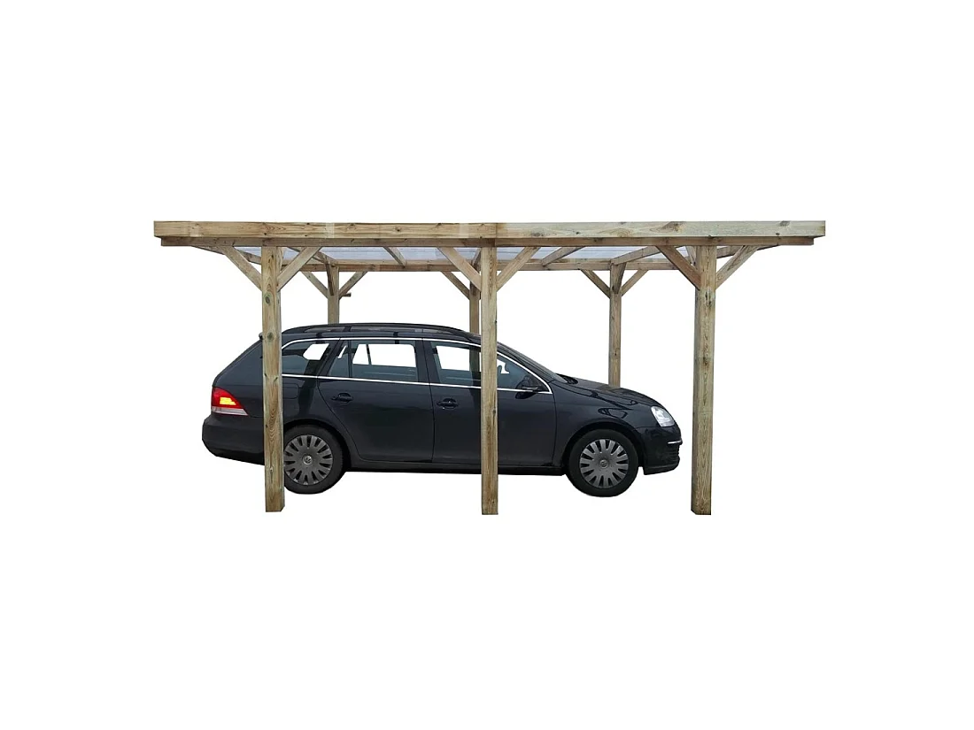 Tettoia posto auto coperto in legno 3.04x5.12 m - 15.56 m2 - copertura PVC   - CAR10PVCTR - ALTANKA